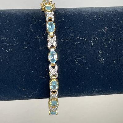Gold over Sterling Silver Blue Topaz Bracelet