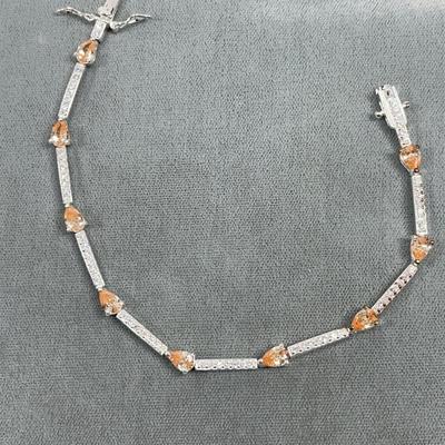 Sterling Silver Champagne CZ Bracelet