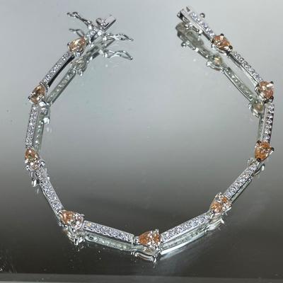 Sterling Silver Champagne CZ Bracelet