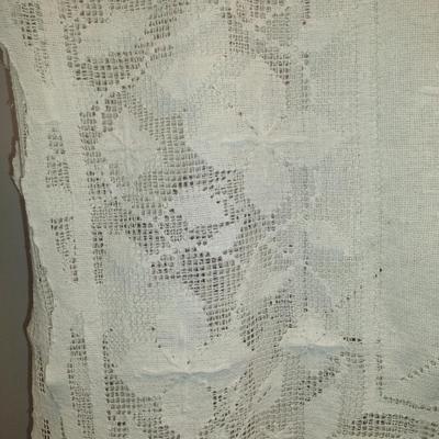 Hand Tatted Lace Table Cloth- Approx 61 1/2" x 72"