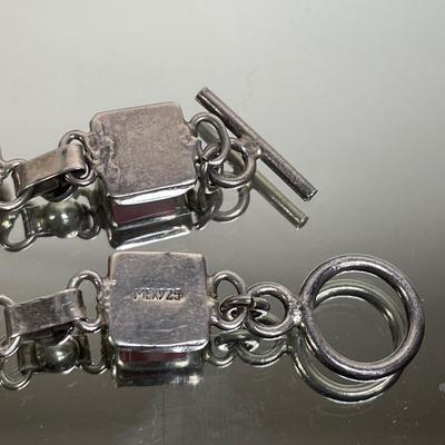 Pink Mother of Pearl Sterling Silver Bracelet