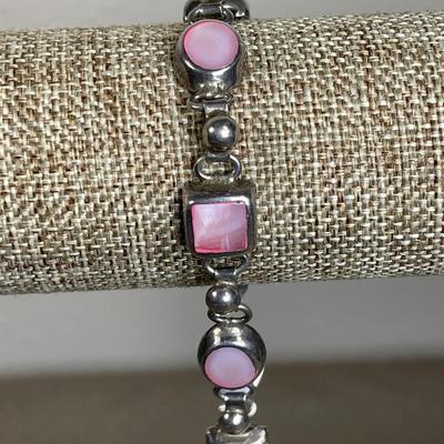 Pink Mother of Pearl Sterling Silver Bracelet
