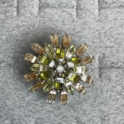 Sterling Silver Statement CZ Flower Ring 7