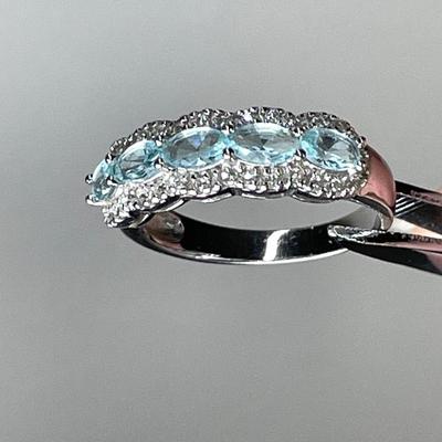 Blue Topaz Sterling Silver Ring 8