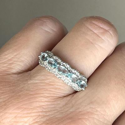 Blue Topaz Sterling Silver Ring 8