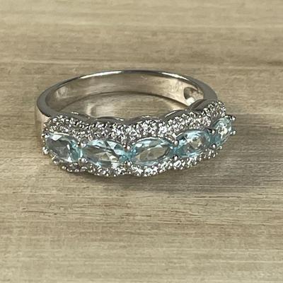 Blue Topaz Sterling Silver Ring 8