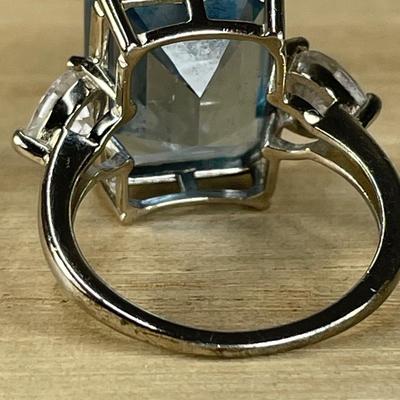 Sterling Silver Blue and CZ Ring 7