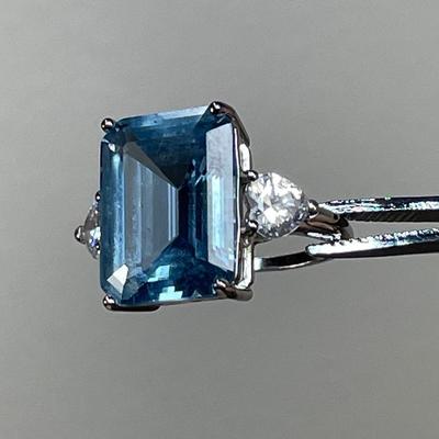 Sterling Silver Blue and CZ Ring 7