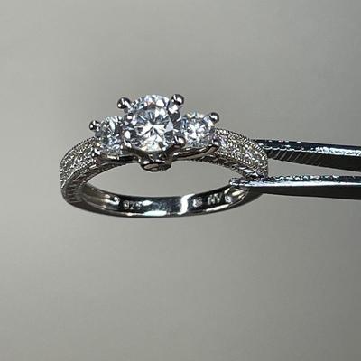 3 Stone CZ Sterling Silver Ring 8