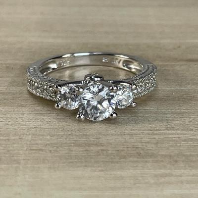 3 Stone CZ Sterling Silver Ring 8