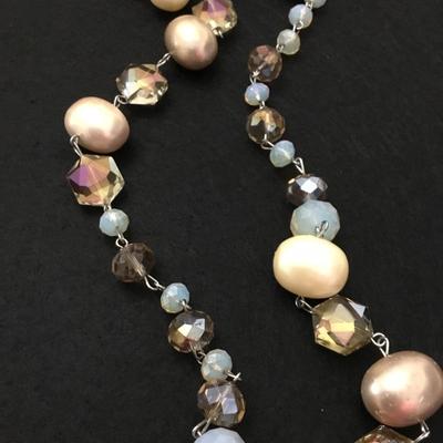 Crystal, Moonstone, pearl statement, necklace