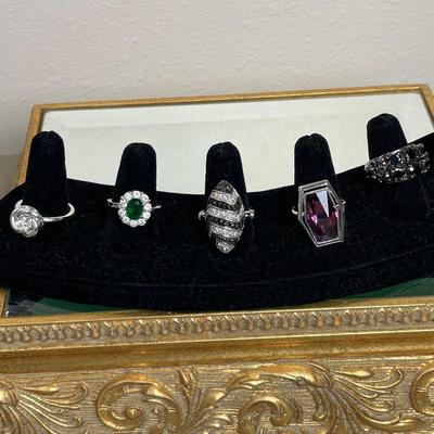 5 Costume Rings one Sarah Coventry
