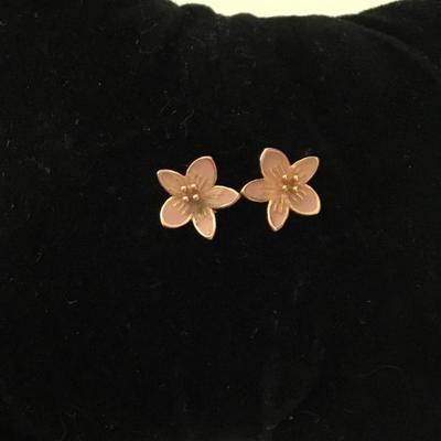 Rose, gold, toned, flower, stud earring