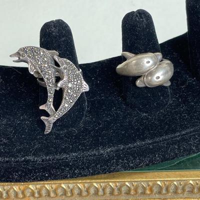 Sterling silver Dolphin Rings Set of 4