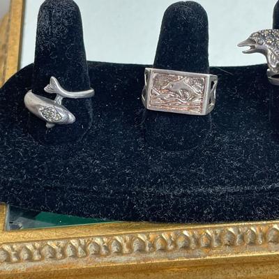 Sterling silver Dolphin Rings Set of 4