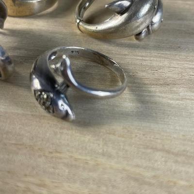 Sterling silver Dolphin Rings Set of 4