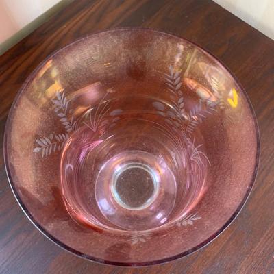 LOT 12 F: Indiana Glass Co. Amber Tiara Sandwich Glass Plates & Lenox Cranberry Hurricane Glass Vase