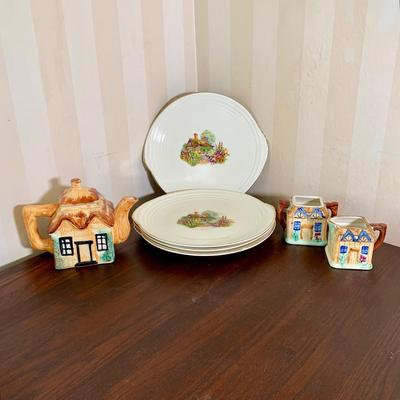 LOT 15 K: Cottage Kitchen China Collection; Lido W.S. George Canarytone Scalloped, The Edwin M Knowles China Co. Yorktown Shape Plates...