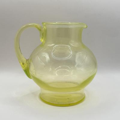 LOT 22F: Vintage Art Deco Green Uranium Glass Pitcher / Jug (5.5”)