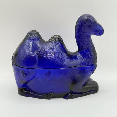 LOT 32F: Vintage Westmoreland Glass Co Cobalt Blue “Humphrey the Camel” Candy Dish