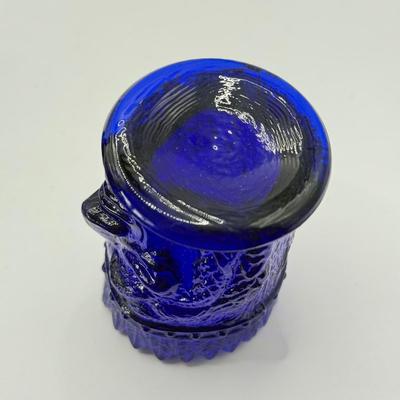 LOT 38F: Vintage Cobalt Blue Glass: Hand Painted Signed Fenton Mother Bell, Mosser Flying Bird, St Clair Native American Toothpick Holder...