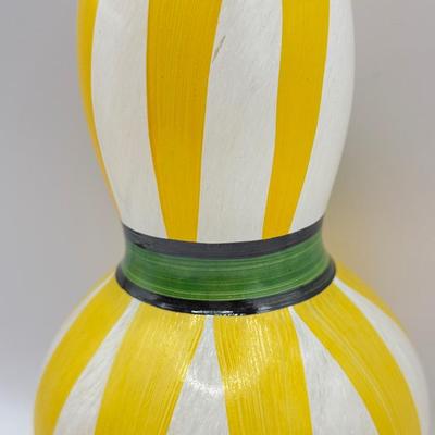 LOT 43F: Two (2) Kosta Boda Ulrica Hydman-Vallien Yellow Ribbon Hand Painted Glass Vases w/ Boxes