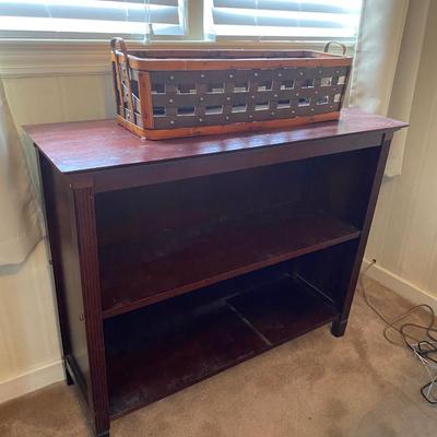 LOT 148U: Solid Wood Bookshelf and Basket