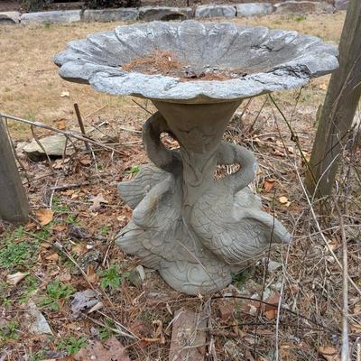 Concrete Birdbath Swan Design Base