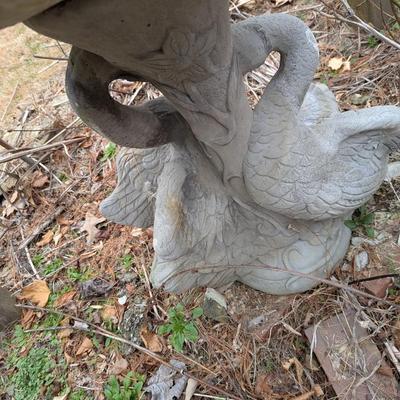 Concrete Birdbath Swan Design Base