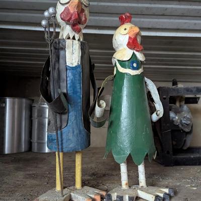 Vintage Rustic Metal Farmhouse Chickens