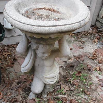 Approx 38 1/2" Tall Cherub Birdbath