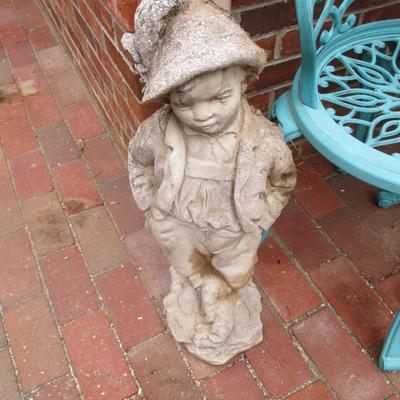 Concrete Boy With Dog Statue