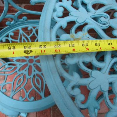Chair & Table Set By Pioneer Woman Goldie 3 Piece Cast Aluminum Garden Bistro Teal