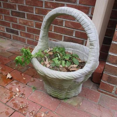 Approx 16 1/2" x 23" Concrete Wicker Basket Stone Flower Pot