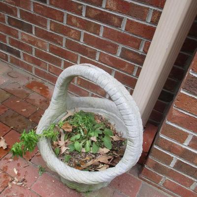 Approx 16 1/2" x 23" Concrete Wicker Basket Stone Flower Pot