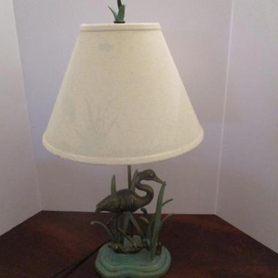 Vintage Heron Egret Metal Table Lamp