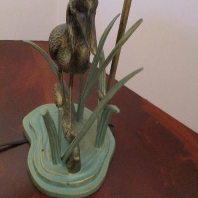 Vintage Heron Egret Metal Table Lamp