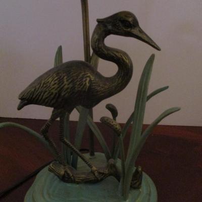 Vintage Heron Egret Metal Table Lamp