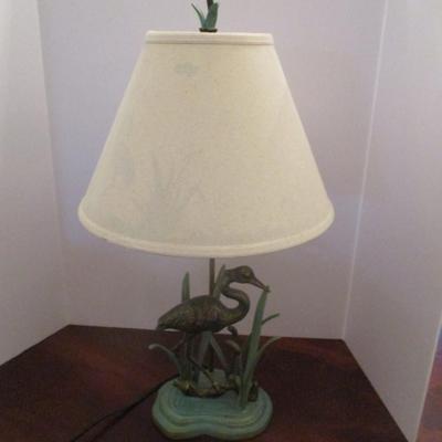 Vintage Heron Egret Metal Table Lamp