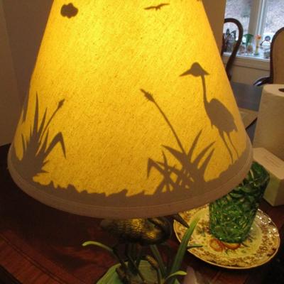 Vintage Heron Egret Metal Table Lamp