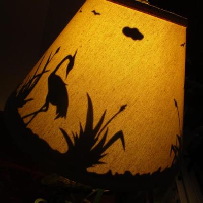 Vintage Heron Egret Metal Table Lamp