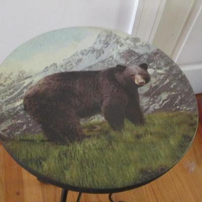 Approx 12" x 18" Black Bear Metal Plant Stand
