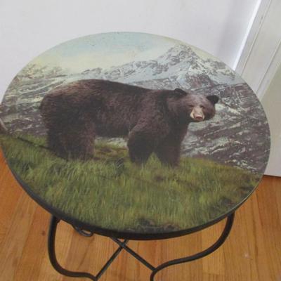 Approx 12" x 18" Black Bear Metal Plant Stand