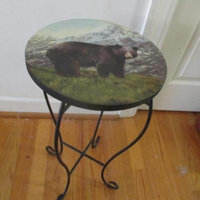 Approx 12" x 18" Black Bear Metal Plant Stand