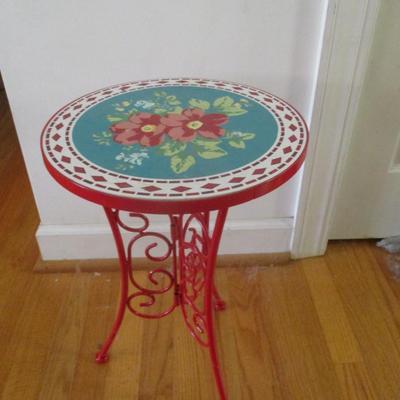 Approx 18 1/4" Tall Pioneer Woman Knockdown Tile & Iron Plant Stand