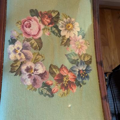 Vintage Antique Needlepoint Bench