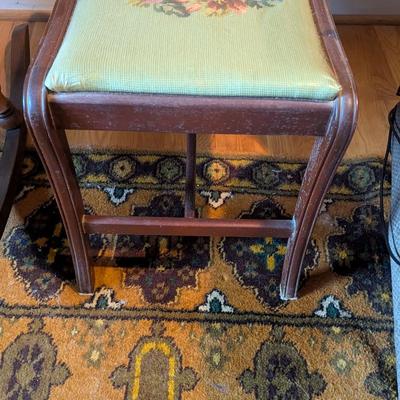 Vintage Antique Needlepoint Bench