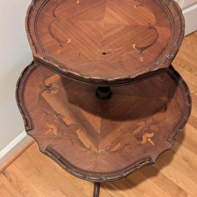 Antique Pie Crust Side Table 2 Tier