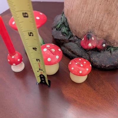 Ceramic Mushroom Stool Wood Candle Holders & Candles