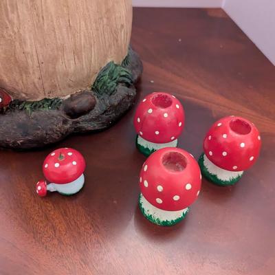 Ceramic Mushroom Stool Wood Candle Holders & Candles